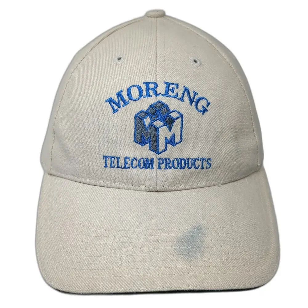 Moreng Telecom Products Hat Beige Blue Gray Baseball Cap One Size Slideback Logo